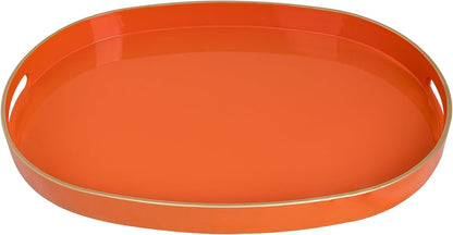 15.6" 10.6" 1.4" MAONAME Orange Decorative Tray, Oval Serving Tray with Handles, Plastic Trays for Coffee Table