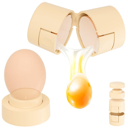 2 in 1 Egg Shell Opener, Hard Boiled Egg Peeler, Cute Egg Cracker with Piercer for Raw Eggs, Egg Separator for Home Kitchen Gadgets Tool (Beige）
