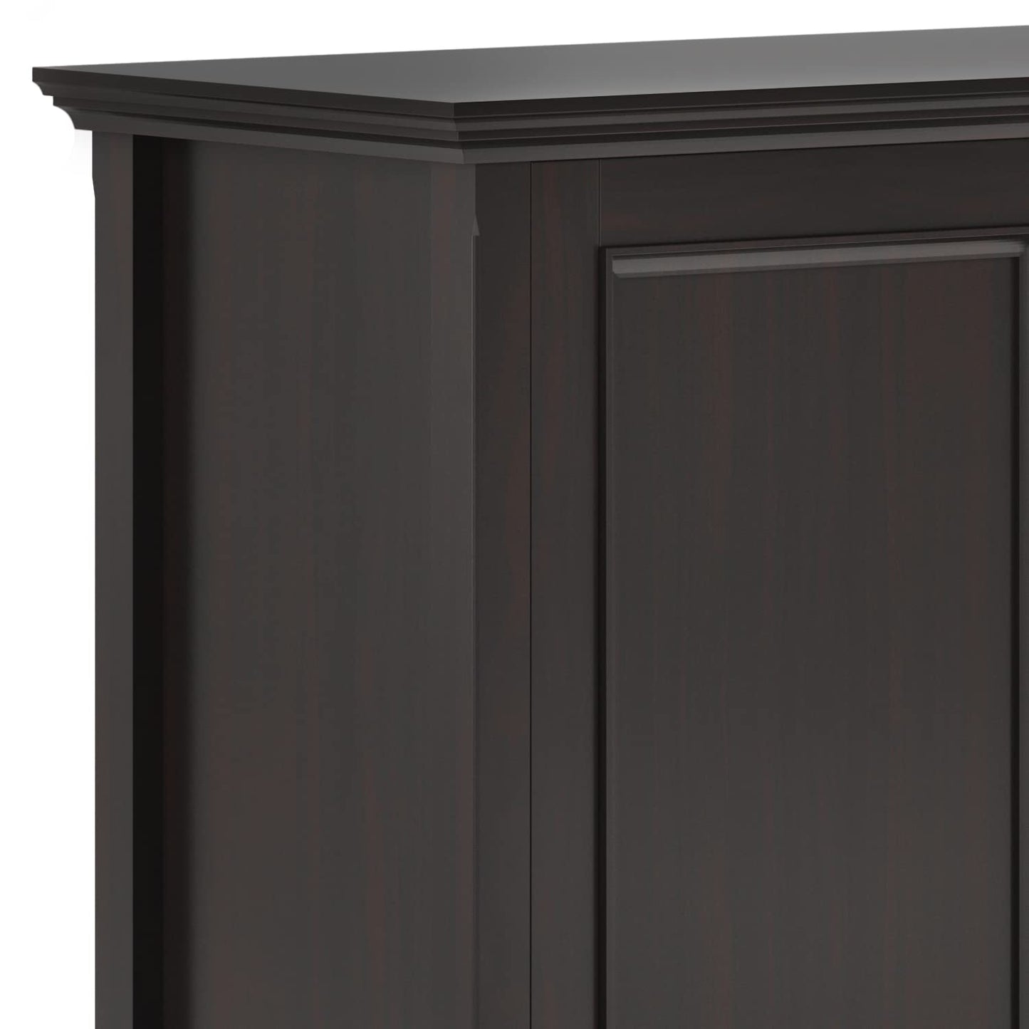 SIMPLIHOME Amherst 60-inch Wide Solid Wood 3-Door Storage Cabinet in Hickory Brown, Transitional-Style Buffet Sideboard for Living Room, Dining Room or Entryway