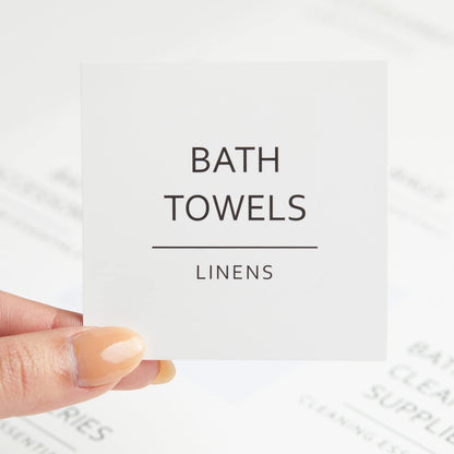 Talented Kitchen 144 Minimalist Laundry Room Labels - 2.5" x 2.5", Black on White Matte Vinyl - Organize Glass Jars & Spray Bottles, Water-Resistant Labels for Laundry Room Organization