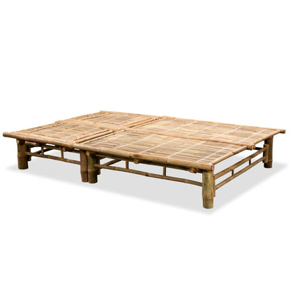 HFUDPOF 2-Person Sun Lounger for Pool Area and Patio with Adjustable Backrest Solid Bamboo for Outdoor Relaxation and Comfortable Lounging