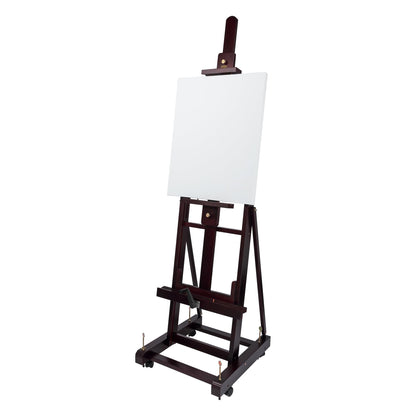 SoHo Urban Artist Pro Table Easel - Wooden Easel with Mahogany Finish, Adjustable Height to 100", Holds Canvases Up to 64", Tabletop Easels for Painting with Crank System and Casters
