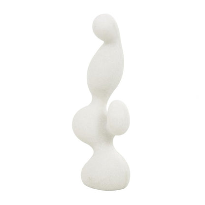 Deco 79 Polystone Abstract Decorative Sculpture Curved Shaped Home Decor Statue with Speckled Texturing, Accent Figurine 7" x 4" x 18", White