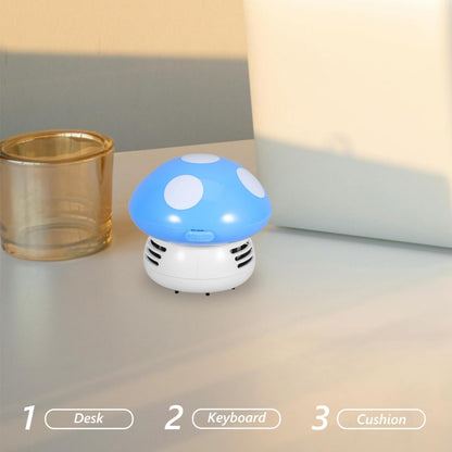 FAVOMOTO Mini Cute Table Dust Vacuum Cleaner, Portable Mushroom Vacuum for Home Office, Handy Dust Sweeper
