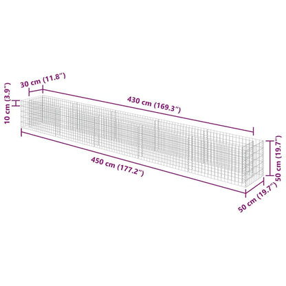Tmriohed Galvanized Steel Large Outdoor Planter Box 177.2 x 19.7 x 19.7 in Silver Gabion Raised Bed Garden Box for Patio Yard Landscaping