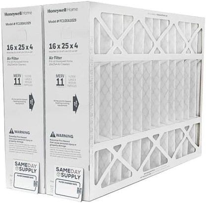 Honeywell FC100A1029 Pleated Air Filter - MERV 11, 16" x 25" x 4" | 2-Pack with Change Reminder
