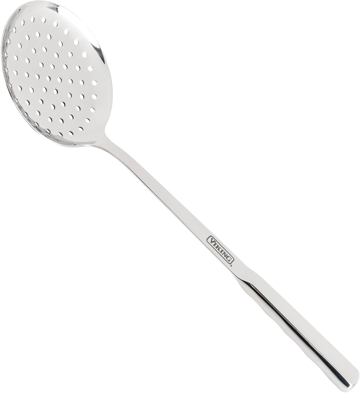 Viking Culinary Solid Stainless Steel Skimmer, Ergonomic Stay-cool Handles, Dishwasher Safe, Small
