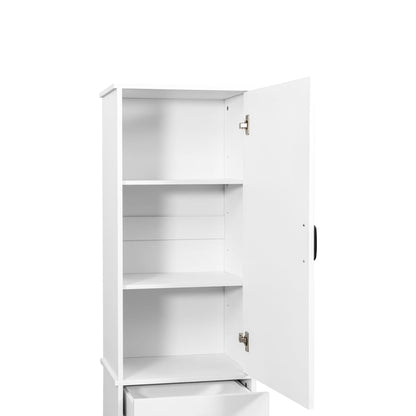 Laundry Cabinet with1 Storage Cabinet and 1 Drawer – White, Space-Saving Organization Solution for Easy Laundry Management