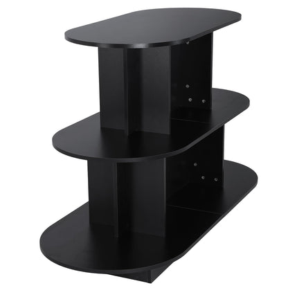 ASIEIT 3 Tier Wooden Oval Display Table Modern Standing Display Riser Shelf Retail Table for Stores Vendor Events 55in W x 23.6in D x 35in H (Black)