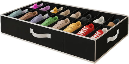 HOLDN' STORAGE Extra-Large Under Bed Shoe Storage Organizer - Fits Men's and Women's Shoes with Durable Cover