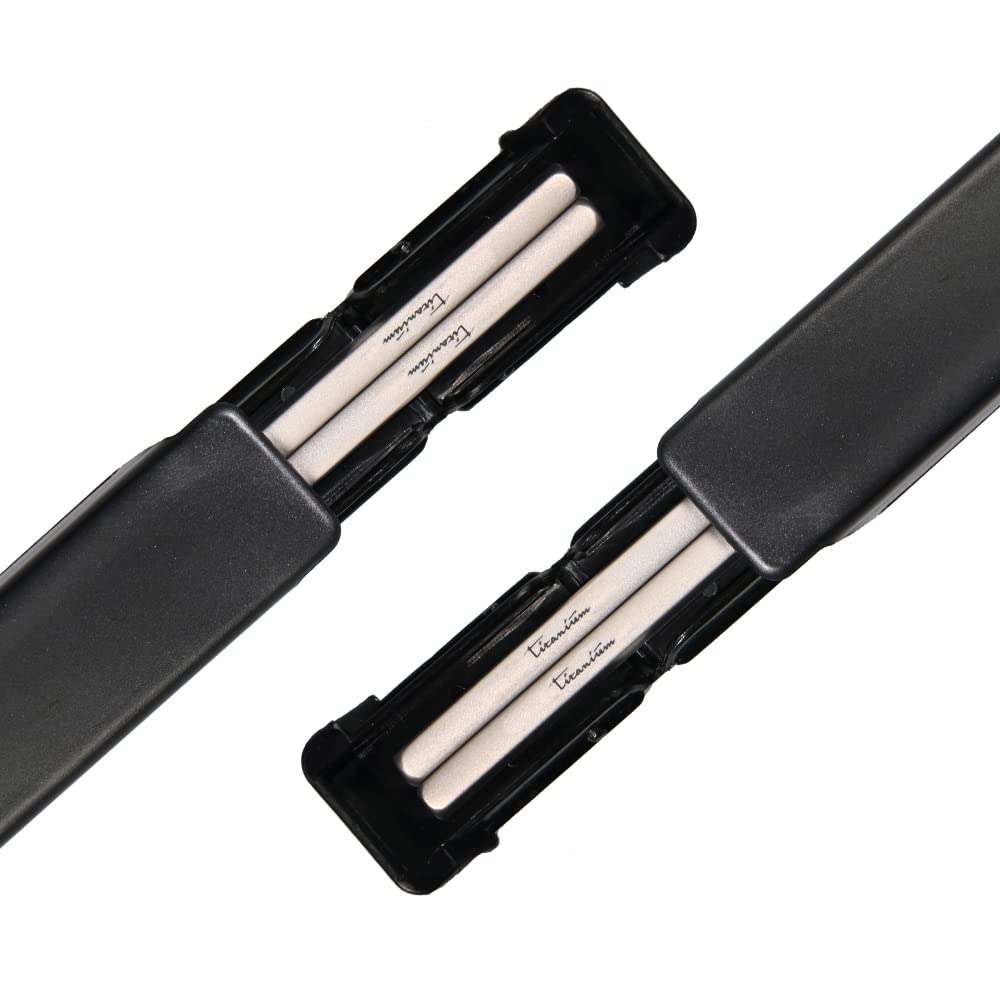 Titanium Chopsticks with Case, XBD Gears 2 Pairs of 9 Inches Square Chopstick Set Dishwasher Safe Reusable for Home & Travel (2-Pair Chopsticks)