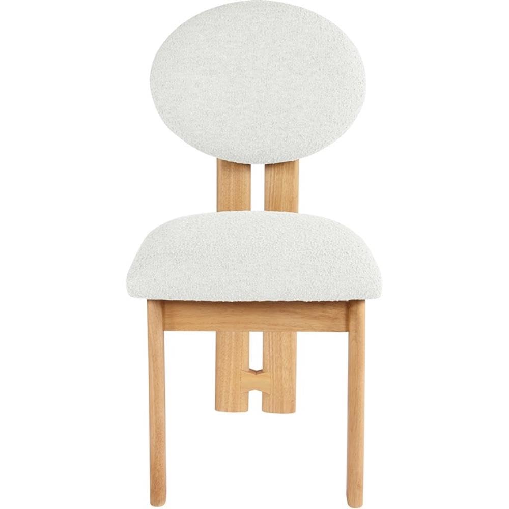Meridian Furniture 503Cream-C Napa Collection Modern | Contemporary Dining Chair with Rich Cream Boucle Fabric, Natural Finish Solid Wood Frame, 15.25" W x 19.5" D x 35.75" H, Cream, Set of 2