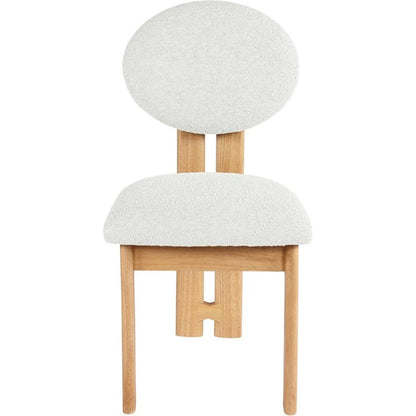 Meridian Furniture 503Cream-C Napa Collection Modern | Contemporary Dining Chair with Rich Cream Boucle Fabric, Natural Finish Solid Wood Frame, 15.25" W x 19.5" D x 35.75" H, Cream, Set of 2