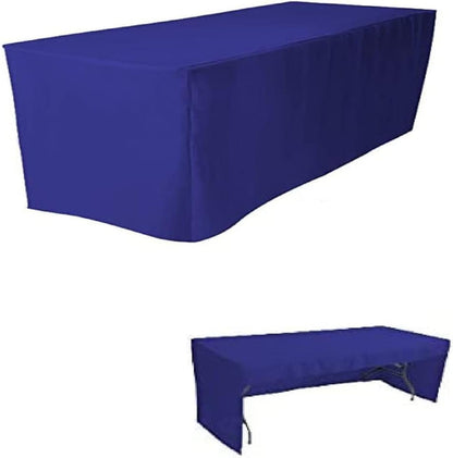 BEEKAY 1 4 3 48" Inch 24" Inch Pc Feet Royal Blue Fitted Open Back Rectangular Sided Table Cloth X Polyester Washable