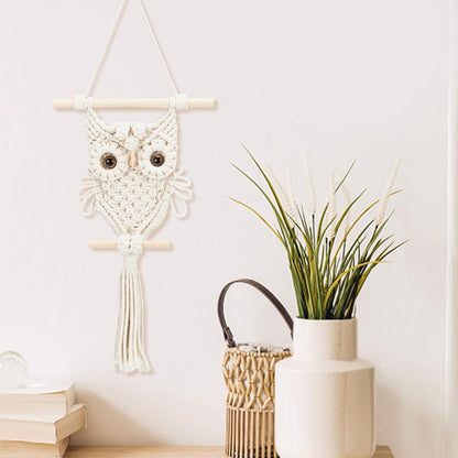 ORIGACH DIY Macrame Owl Wall Hanging Tapestry Kit Handmade Macrame Owl Kit Boho Hand Woven Macrame Wall Hanging Decor for Living Room Bedroom Office