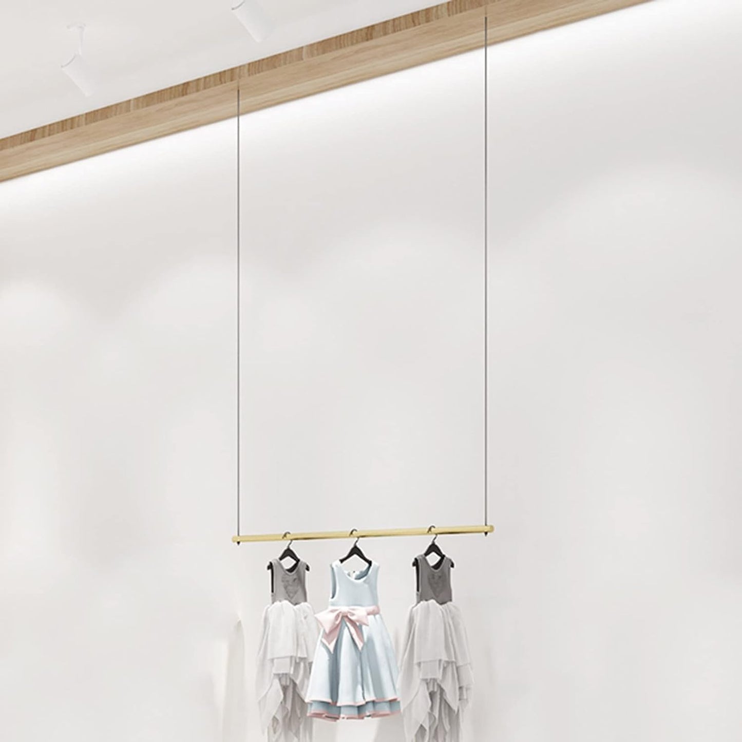 KYTGFH Clothes Rack, Height Adjustable Display Rack, Clothing Store, Ceiling Clothes Rack, Wedding Dress, Hanging Shelf, Wall Hanger, Commercial Room Organizer, Shelf,B,100cm