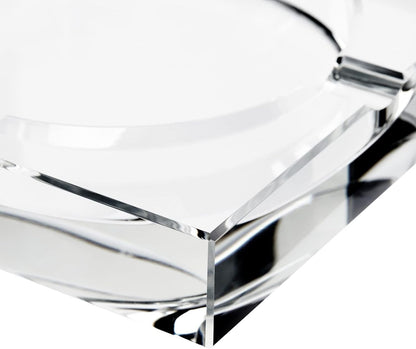 Juvale Glass Crystal Ashtray with 4 Slots for Cigars - Luxury Square Cigarette Holder for Home, Office, Desk (7 x 7 x