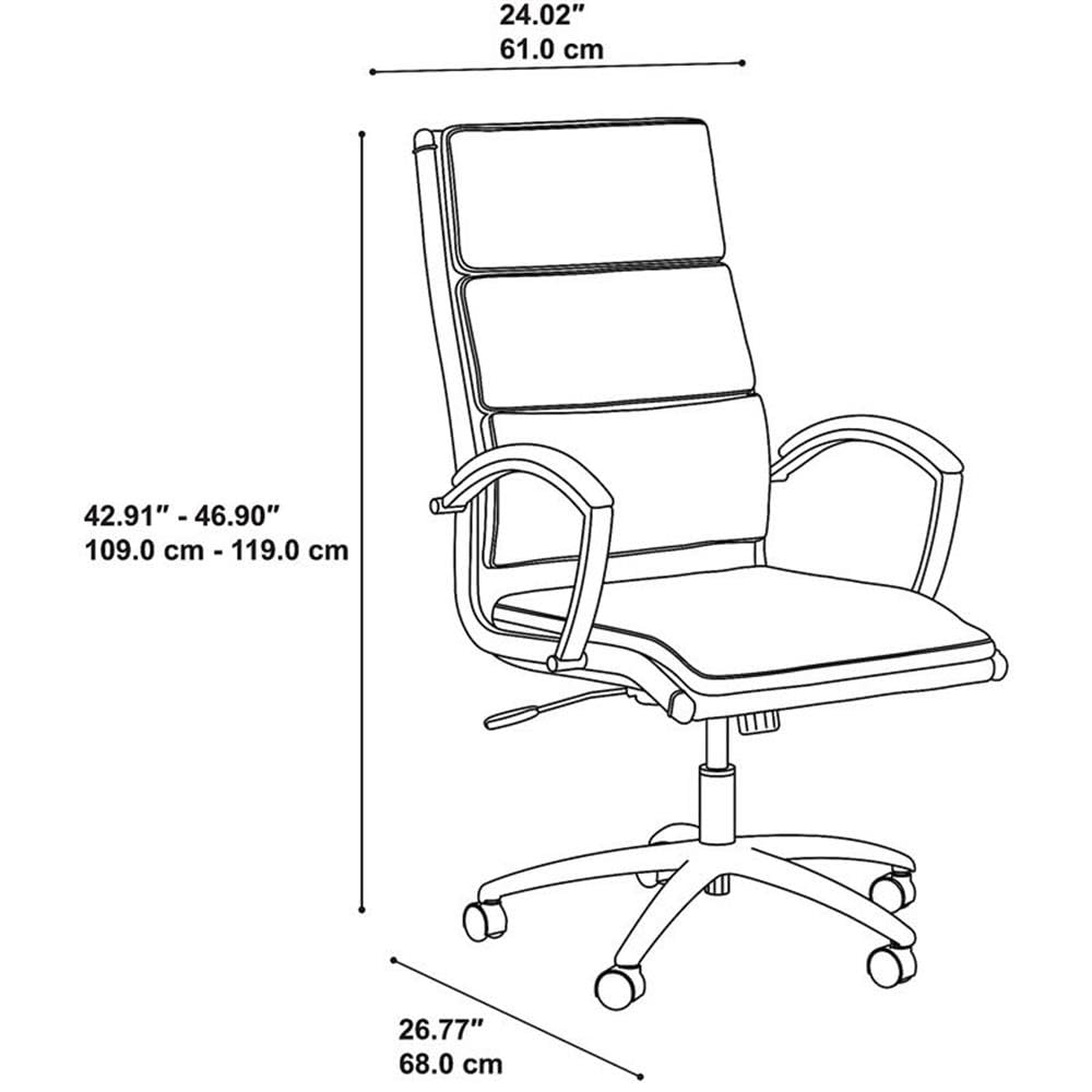 Bush Business Furniture Echo High Back Leather Executive Chair in White, Modern Computer Desk Seating Solution for Home or Professional Office