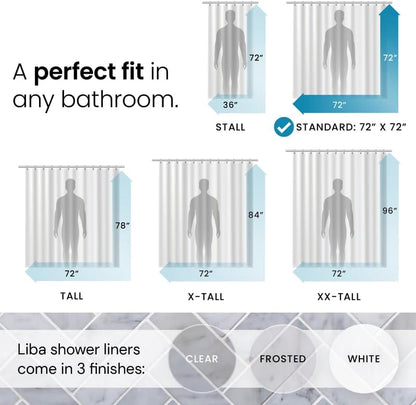LiBa Waterproof Shower Curtain - Premium PEVA, Non-Toxic, Rust-Proof Grommets | 72x72 Inches (Pack of 2)