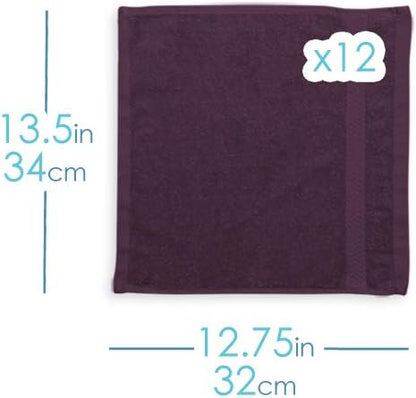12 Pack 100% 13"x13" Hearth & Harbor Washcloths - Cotton Washcloth for Body and face, High Absorbent and Soft Body Wash