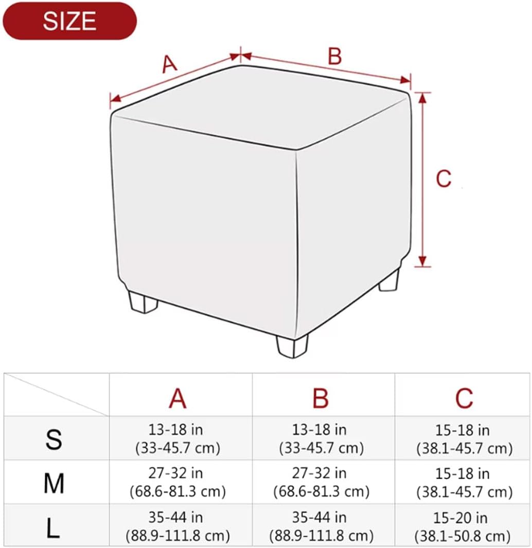 Daunkang Ottoman Cover Square Jacquard Ottoman Slipcover Storage Ottoman Protector Cover for Footrest Foot Stool