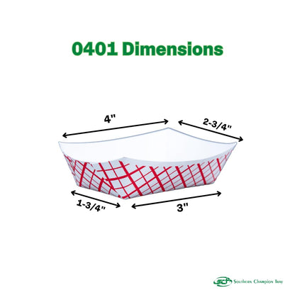 Southern Champion Tray 0401 #25 Southland Paperboard Red Check Food Tray, 1/4 lb Capacity (Case of 1000)