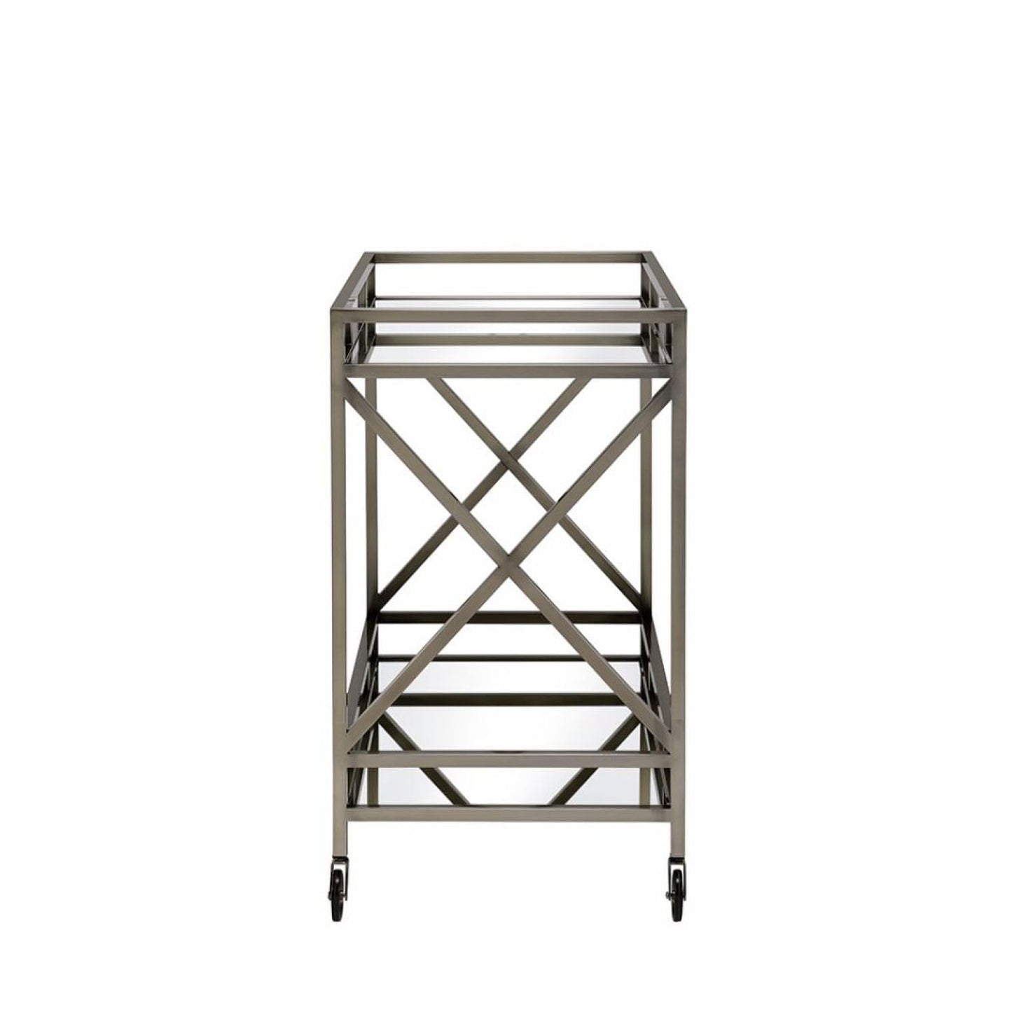 Kristensen Mirrored & Antique Gold Finish Serving Cart - Antique Gold - Serving Cart with Mirrored Top & Shelf - Elegant Finish