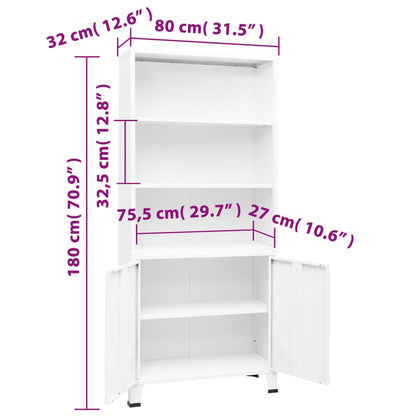 Sinkzol White Steel Bookshelf Medium Rectangular Industrial Durable Bookcase with Five Spacious Shelves for Living Room Storage and Stylish Organization