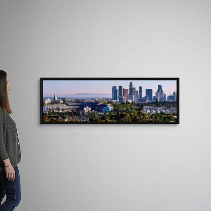 Downtown Los Angeles, California, Dodger Black Float Frame Canvas Art, Los Angeles Artwork