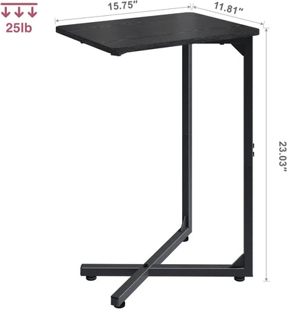 NEFROM Set 2, ET-X-BK2 C-Shaped End Tables, Sofa TV Trays of Small Couch Side Table for Living Room, Bedroom, Bedside