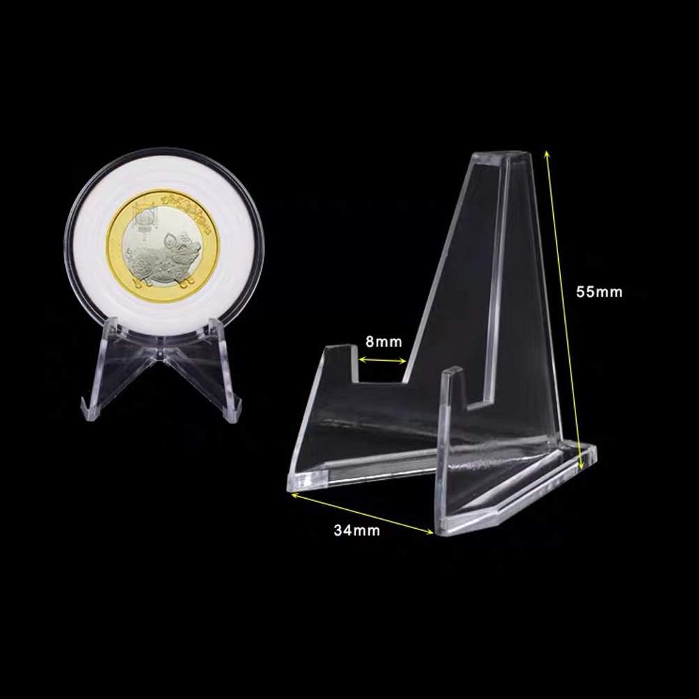 Acrylic Easel Stands, Clear Mini Coin Display Holder for Coins, Challenge Medals, Casino Chips