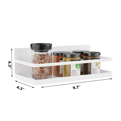 Hoopoton Magnetic Spice Rack Organizer Single Tier Refrigerator Spice Storage Shelf, Easy to Install The Side of The Refrigerator Can Hold spices, Jar of Olive Oil (White, 2 PACK)