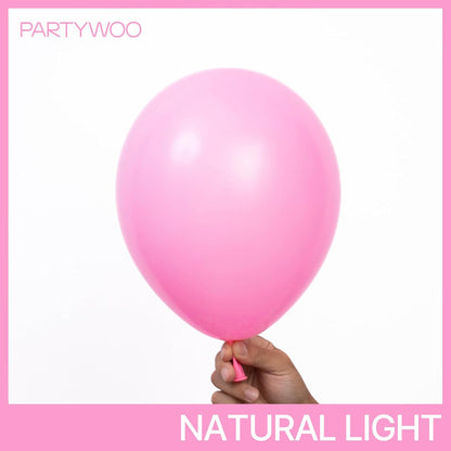 PartyWoo Pink Balloon Arch Kit - 127pcs Matte Pink Balloons in Various Sizes for Baby Showers & Parties