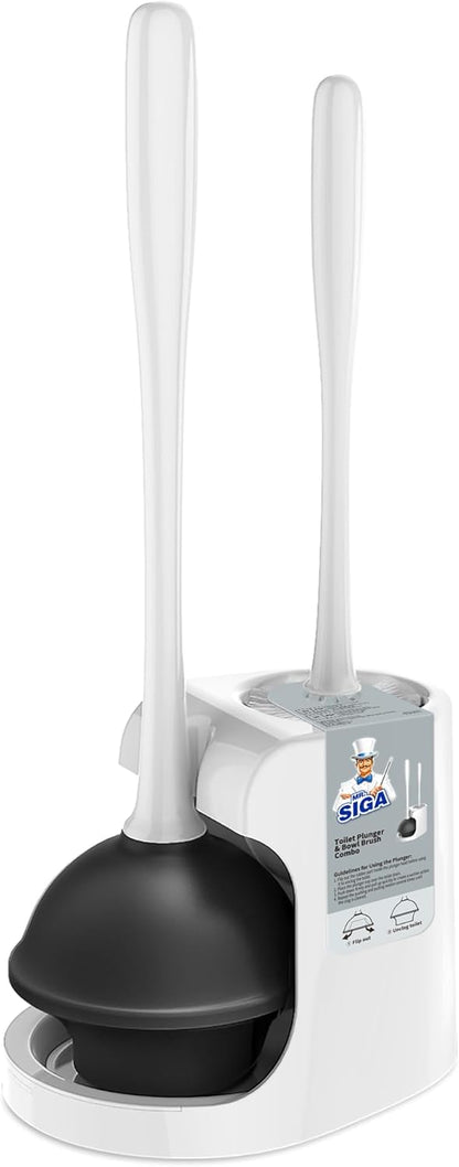 1 Set MR.SIGA Toilet Plunger and Bowl Brush Combo for Bathroom Cleaning, White