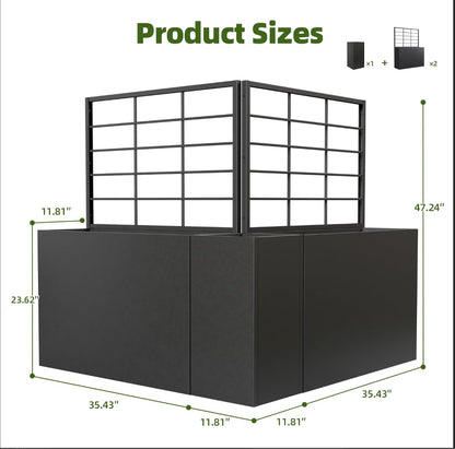 Trygoal 2 PCS Metal Planter Box with Trellis & 1 PCS Planter Box, 35" Lx11.8 Wx47 H Metal Raised Garden Bed with Trellis and Drainage Holes,Outdoor Standing Flower Bed for Climbing Plants,Vines