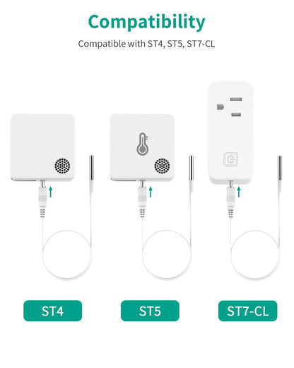 Waterproof Probe Replacement ST4/ST5 with Built-in DS18B20 Temperature Chip, 4.92ft Cable for Wireless Thermometer
