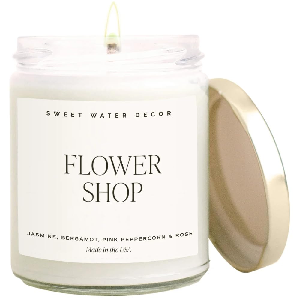 Sweet Water Decor Rose Candle, Jasmine Candle with Pink Peppercorn Scent, 100% Cotton Wick, 40 Hours Burn Time