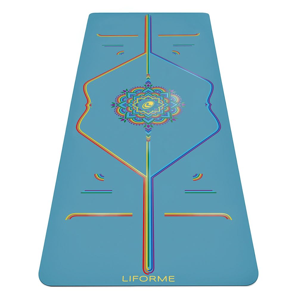 Liforme Travel Yoga mat – Patented Alignment System, Warrior-Like Grip, Non-Slip, Eco-Friendly, Ultra-Lightweight and Sweat Resistant, Made with Natural Rubber