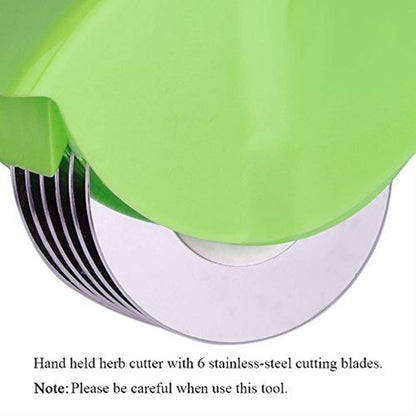 Herb Roller Mincer, AOZBZ Manual Hand Scallion Chive Mint Cutter with 6 Stainless Steel Blade Kitchen vegetable chop