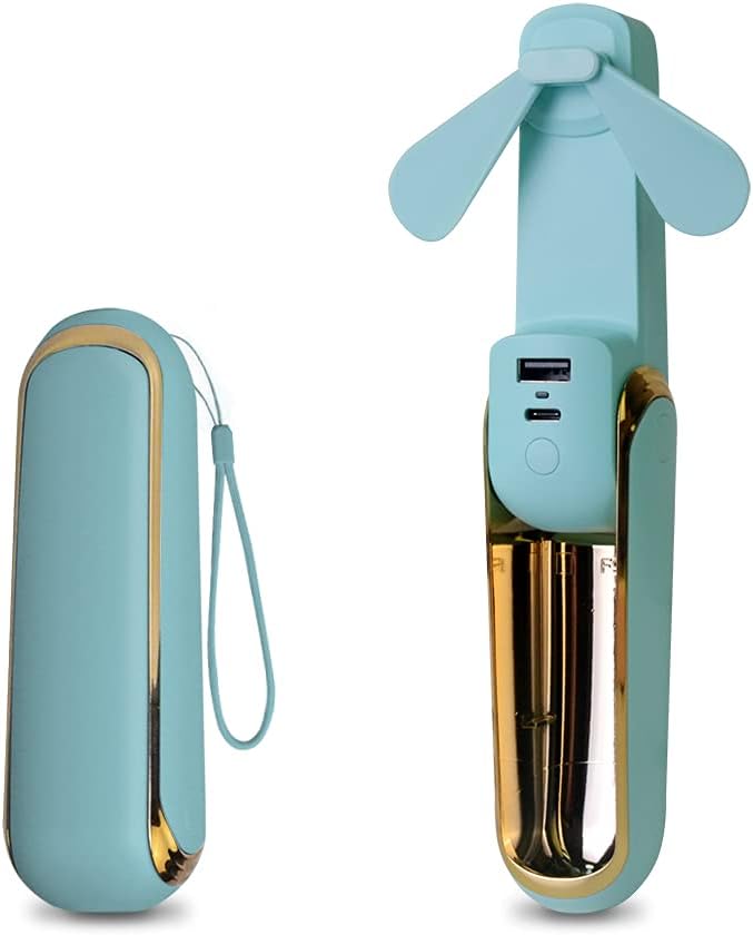 ideapro Mini Portable Fan, 2000 mAh USB Rechargeable Handheld Fan, Batteries Operated with 3 Speeds, Power Bank,