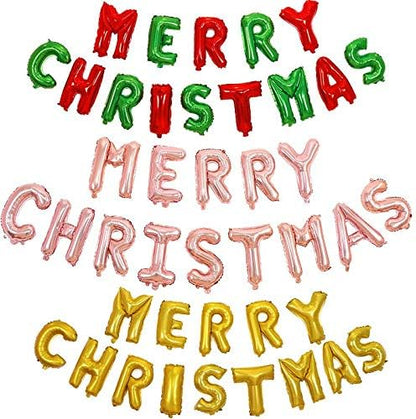 MERRY CHRISTMAS Balloons, Xmas Aluminum Foil Balloons for Christmas Anniversary Party Supplies, 16 Inch - Red & Green