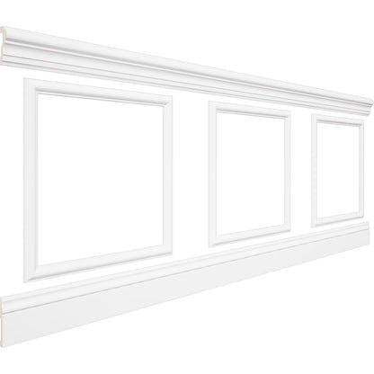 94 1/2"L (Adjustable 36"H to 40"H) Ashford Square Panel Traditional Wainscot Paneling Kit