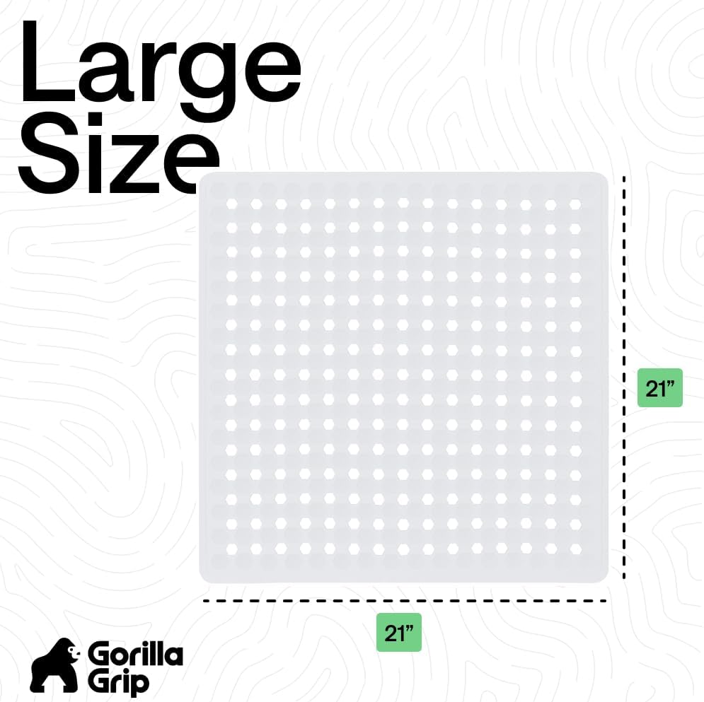 21x21 Inch, 2 Pack GORILLA GRIP Patented Square Shower Stall Mat, Small Bathtub Floor Mats for Stand Up Showers