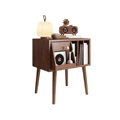 YUHUAWF Vinyl Record Holder Retro CD Display Cabinet with Concealed Drawer Wooden Vinyl Record Storage Shelf CD Holder(Walnut colour)