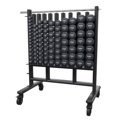 Power Systems Premium Dumbbell Storage Rack – Mobile Weight Rack with Wheels, Heavy Duty Steel Organizer for Home Gym, Fitness Studio & Commercial Use, Secure Space Saving Design (Rack Only)