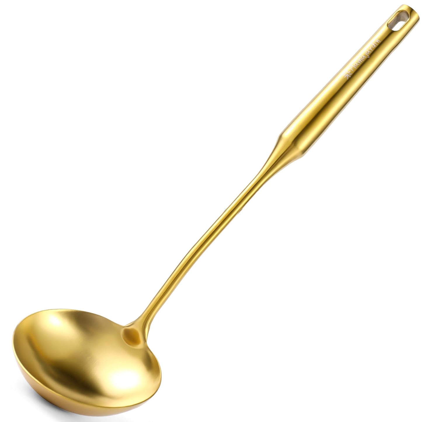 Gold Soup Ladle and Spaghetti Spoon Set - 18/10 Stainless Steel Soup Spoon，Pasta Strainer, 13.8" Kitchen Utensils for Cooking，Stirring, Serving Pasta, Soup & Sauce, Christmas Gifts