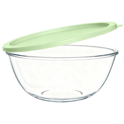 Yuixoseu 4.7 Qt Extra Large Glass Mixing Bowls, Clear Glass Bowl with Lid, Big Salad Bowl for Salad Fruit Bread Storage