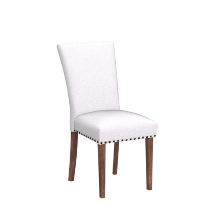 Parsons Dining Chairs Set of 4, Upholstered Nailhead Dining Room Kitchen Side Chair with Thick Cushions and Wood Legs, Light Grey