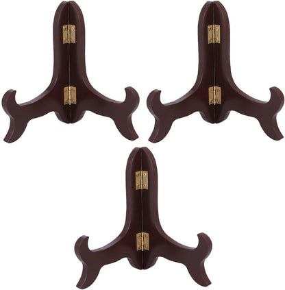 PRETYZOOM 3pcs Wooden Plate Stands for Display: 5 Inches Easel Display Holder, Table Top Easels for Photos