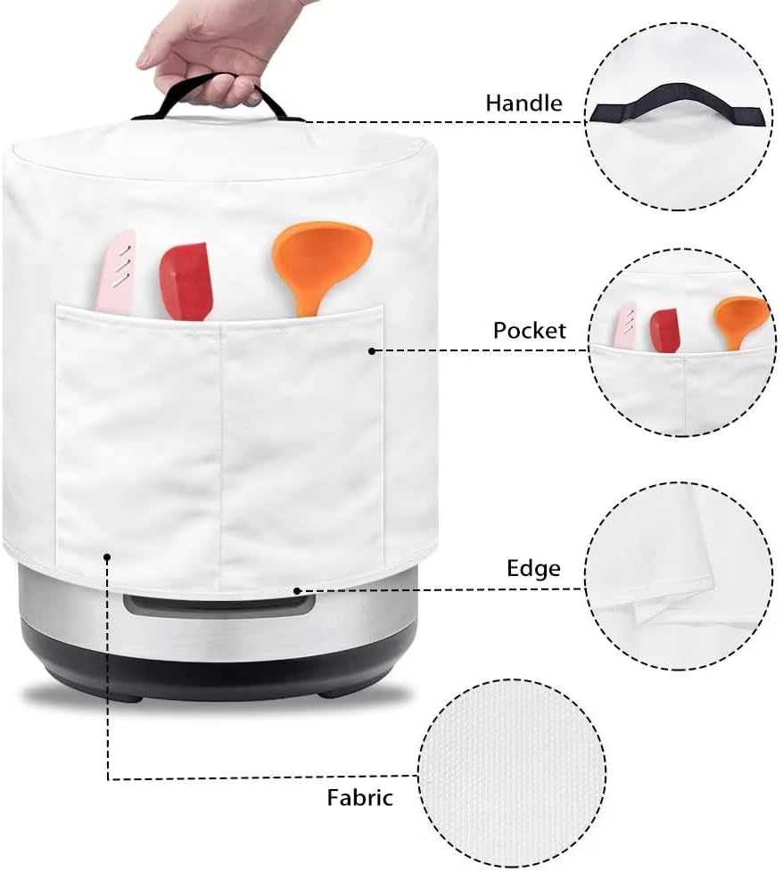 Purple Rose Butterfly Electric Pressure Cooker Cover: Round Protective Bag with Pocket for Instant Pot or Rice Cooker